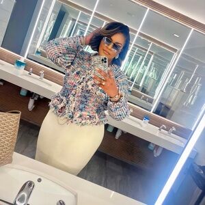 Multicolor Tweed Women's Cardigan